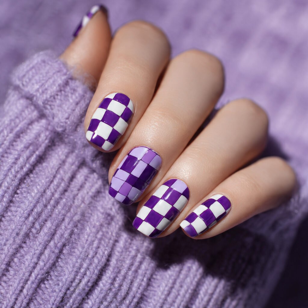 Purple Checkerboard Retro Print