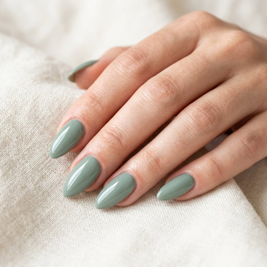 35 Fresh Green Almond Nails Ideas: Chic Trends to Love 2 Sage Green Almond Nails