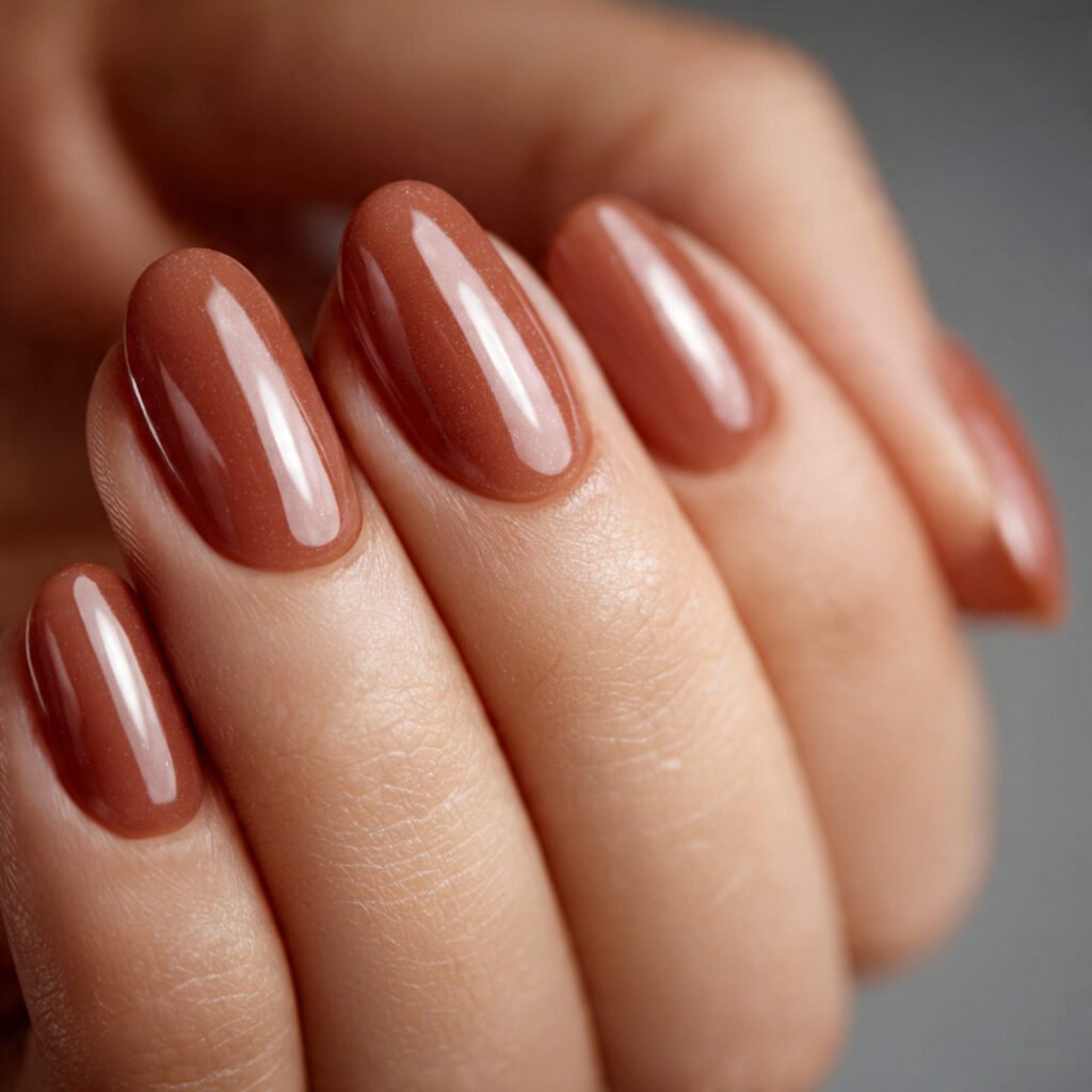 18 a juicy close up shot of creamy caramel nails