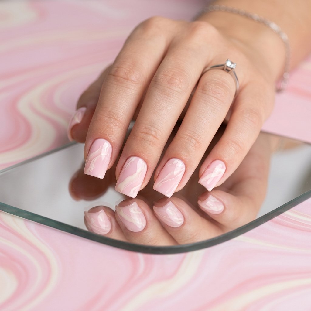 Soft Pastel Pink and White Veining Idea