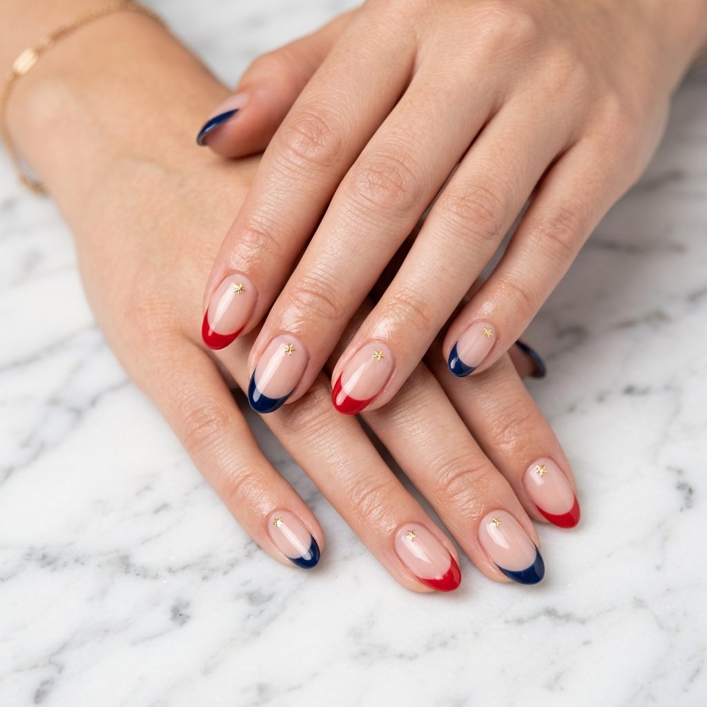French Tip Independence Day Nail Ideas