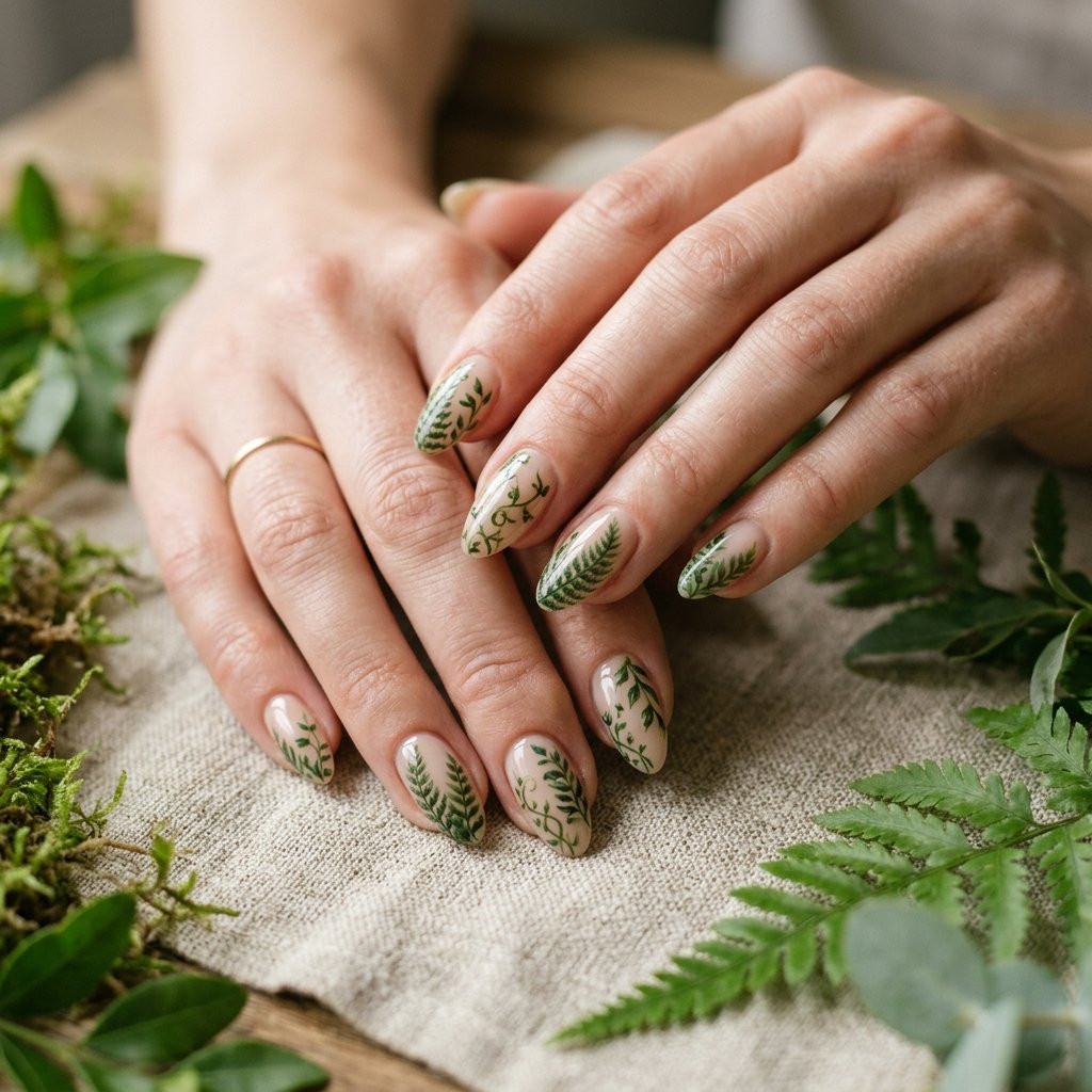 35 Best Green Fall Nails Ideas for Modern Autumn Style 29 Fine Botanical Art
