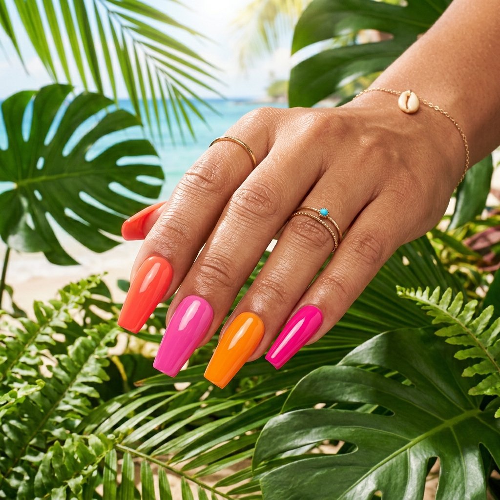 Bright Summer Acrylic Nails for Vacation
