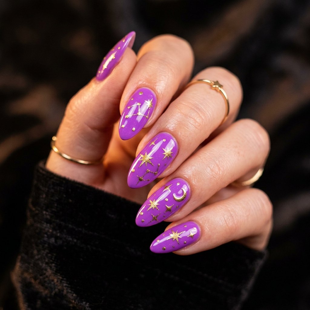 Bright Summer Acrylic Nails with Stars