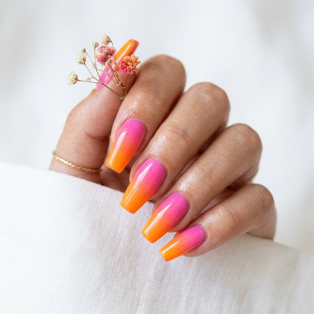 Bright Summer Acrylic Ombre Nails