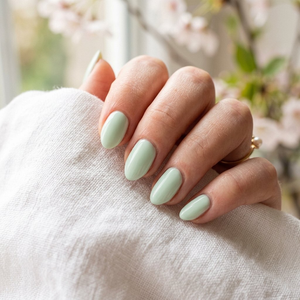 35 Fresh Green Almond Nails Ideas: Chic Trends to Love 10 Pastel Green Almond Nails
