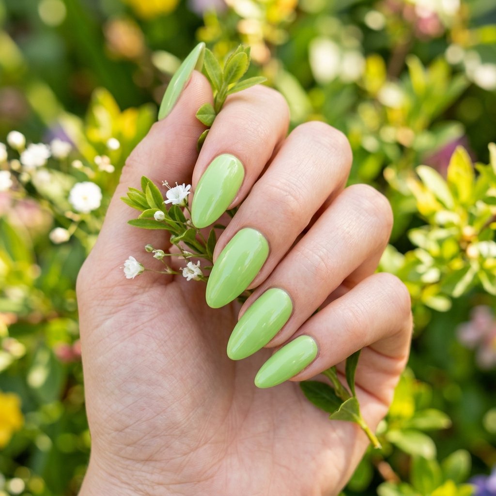 35 Fresh Green Almond Nails Ideas: Chic Trends to Love 13 Light Green Almond Nails