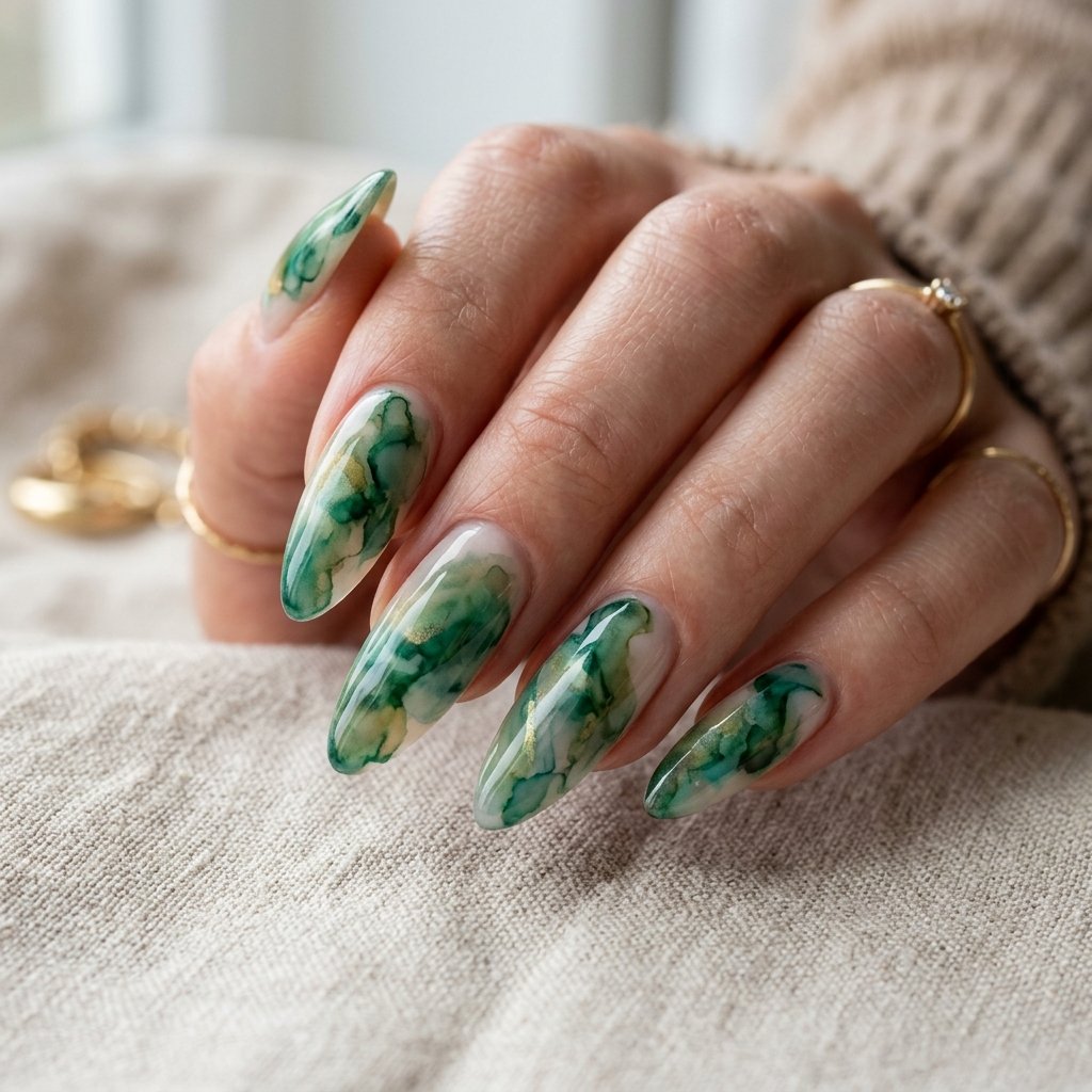 Abstract Watercolor Emerald Wash