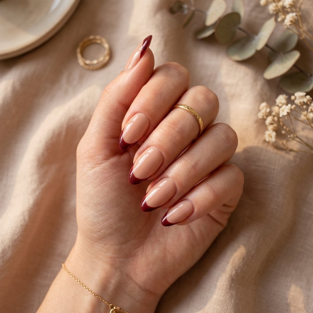 Burgundy French Tip Nail Ideas