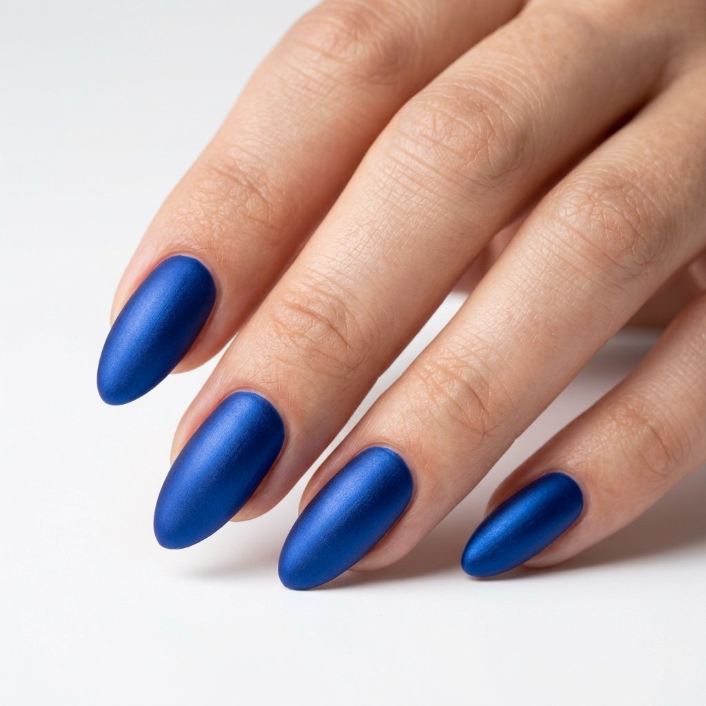 35 Cobalt Blue Nails: Bold, Beautiful and On Trend 2026 25 Cobalt Blue Satin Finish Nails