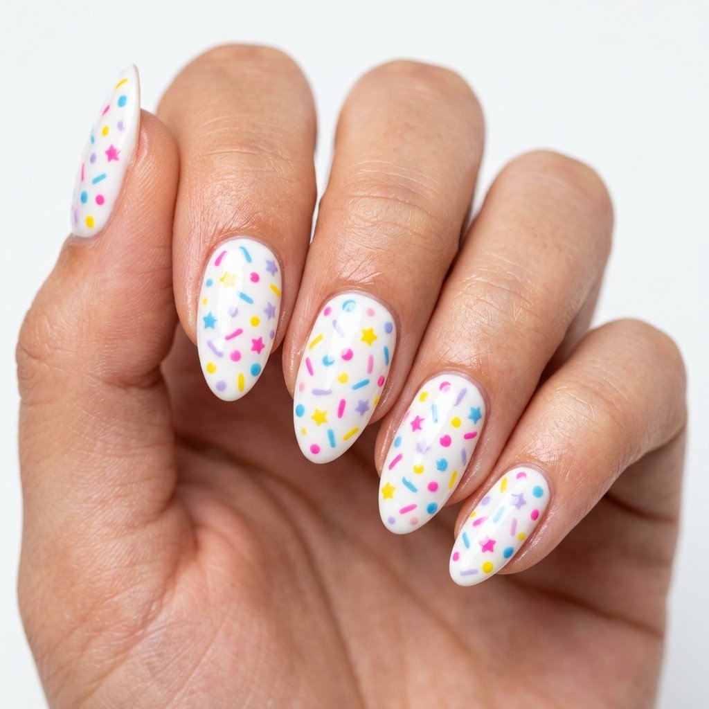 35 Most Gorgeous Cotton Candy Nails to Copy This Season 36 Dreamy Confetti Nail Design