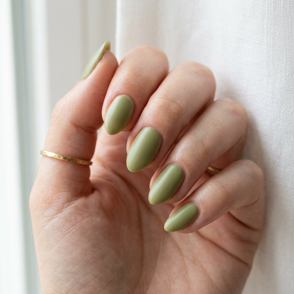 35 Best Green Summer Nails for a Bold Warm Season 2026 17 Matcha Latte Nail Shade