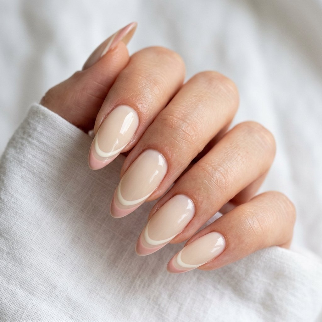 35 Top Most Viral Double French Tip Nails of the Season 2026 16 Almond Shape Double Tip