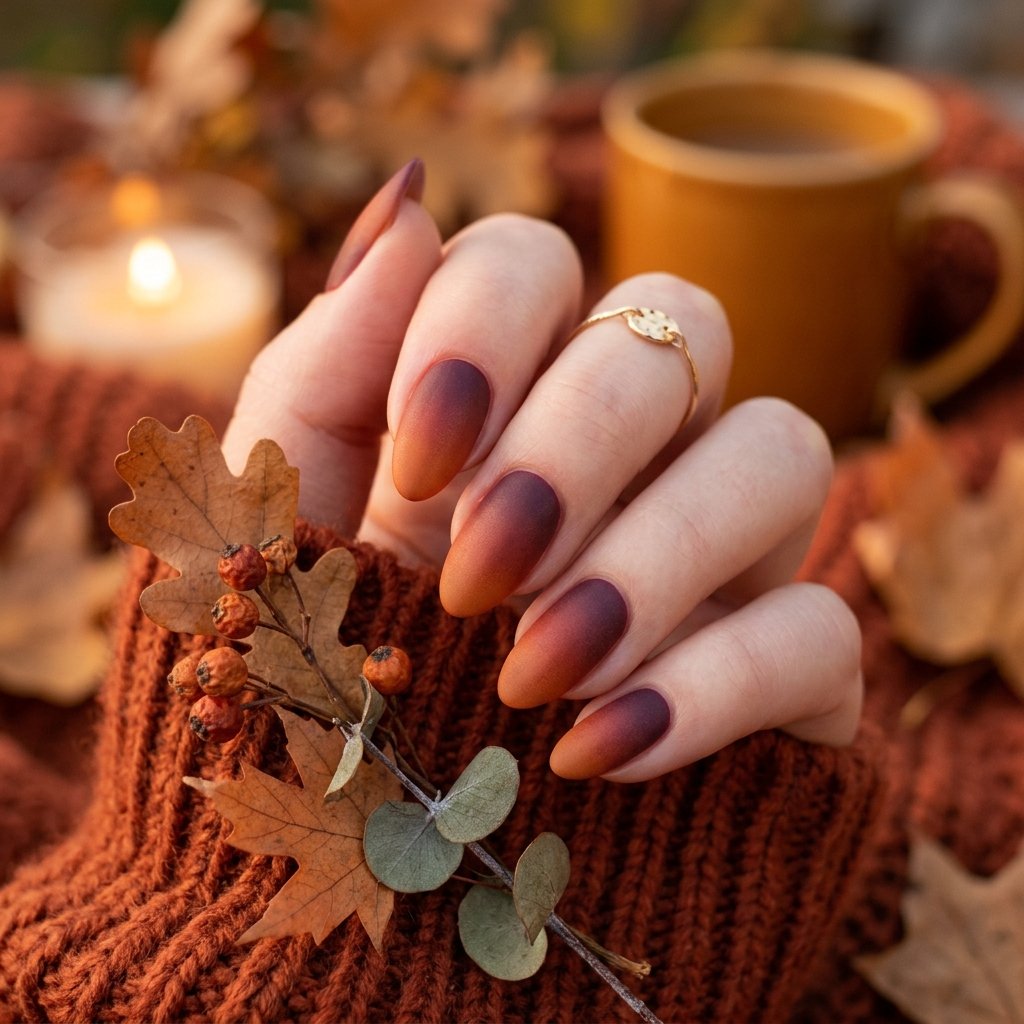 Burnt Orange Autumn Twilight Nails