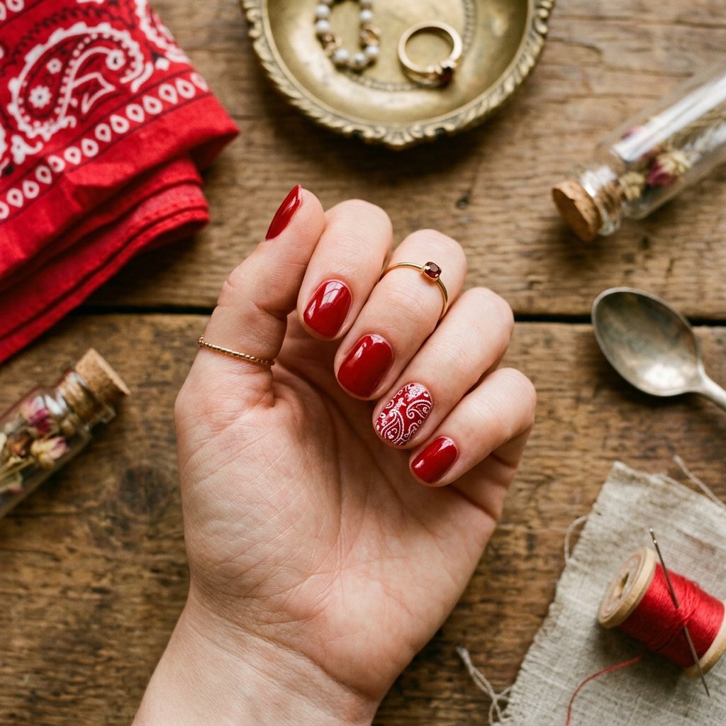 Bandana Print Patriotic Nail Ideas