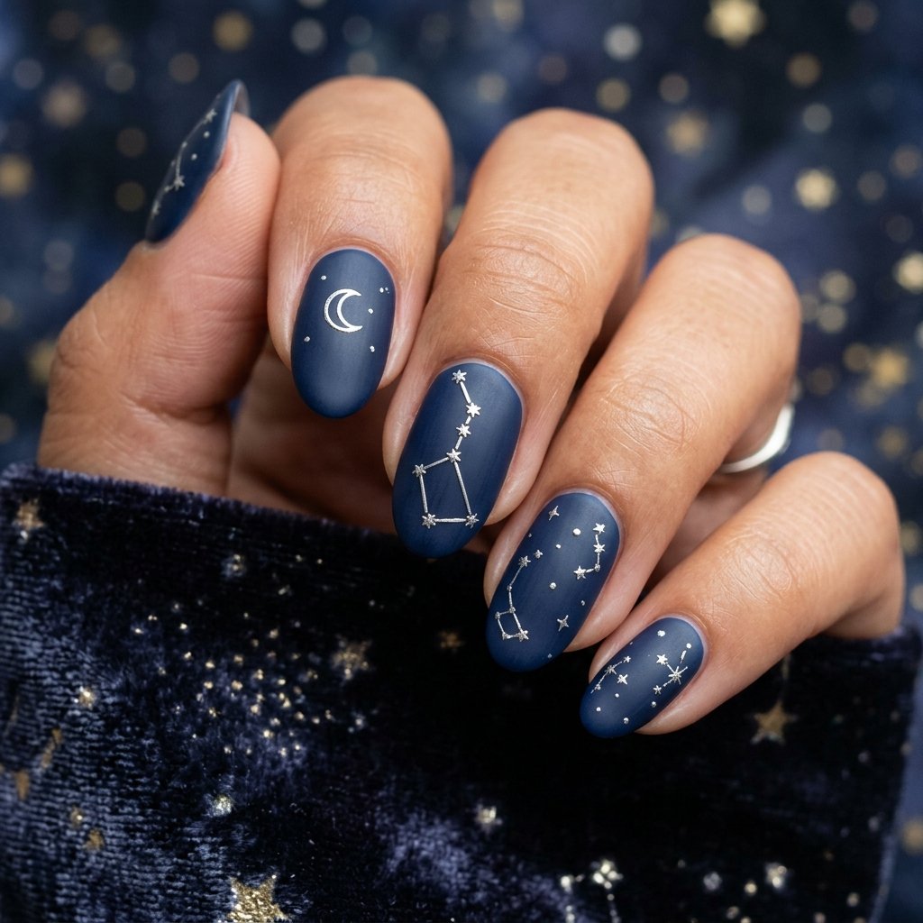 32 Galaxy Nails Ideas: Master the Aesthetic of the Cosmos 16 Constellation Map Art Concept