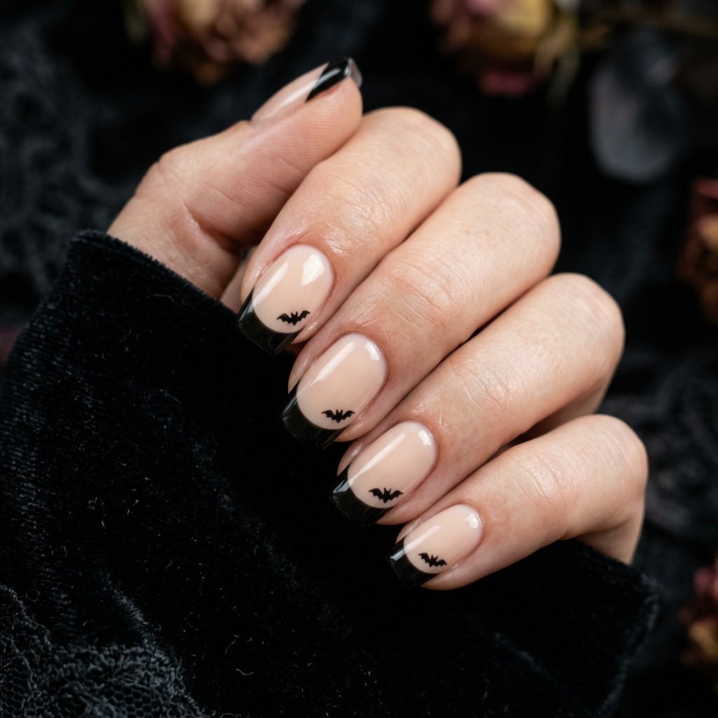 35 Black Halloween Nails Ideas — Spooky, Sleek & Creative 27 Black French Tip Halloween Nails Ideas