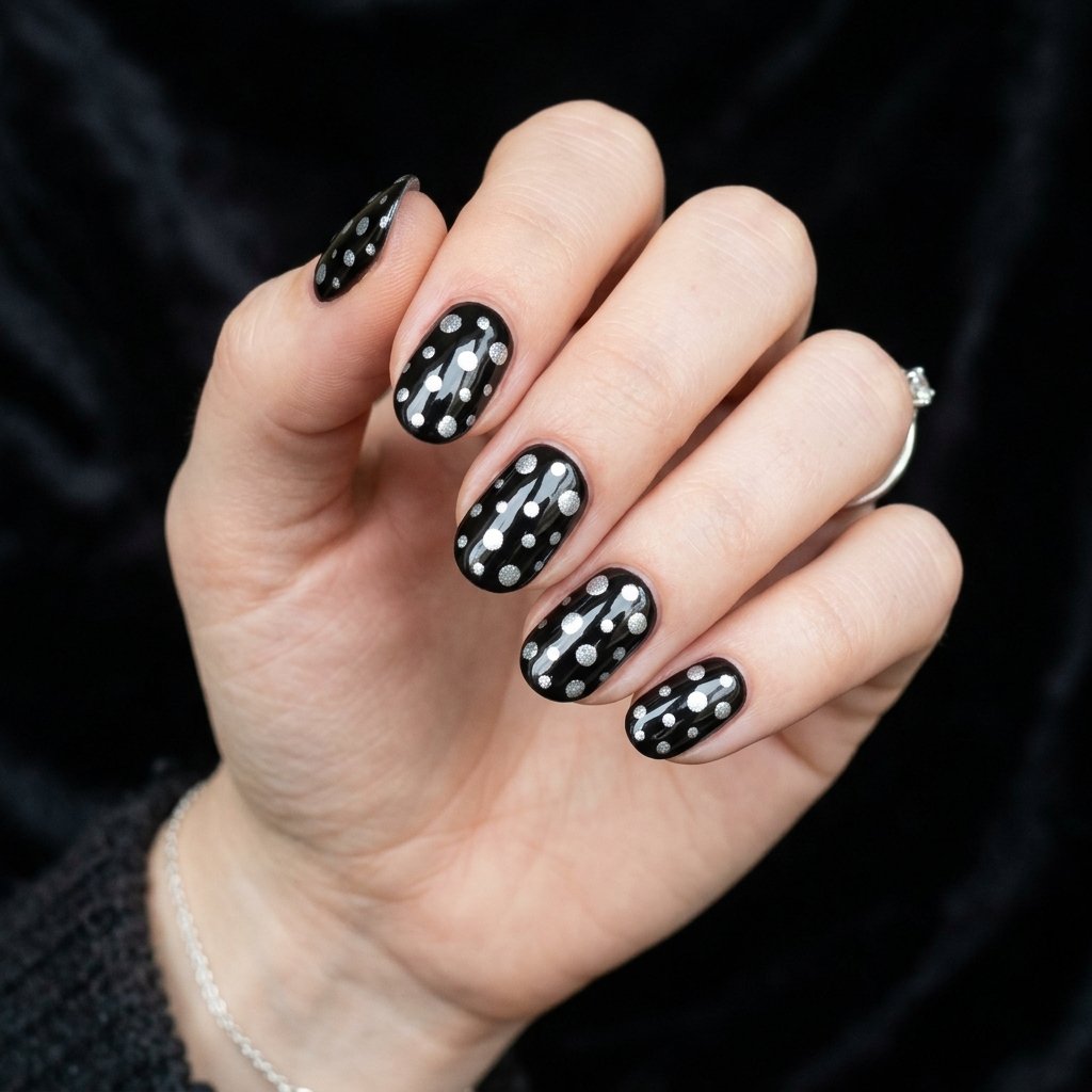 Black base silver polka dots 202605102244