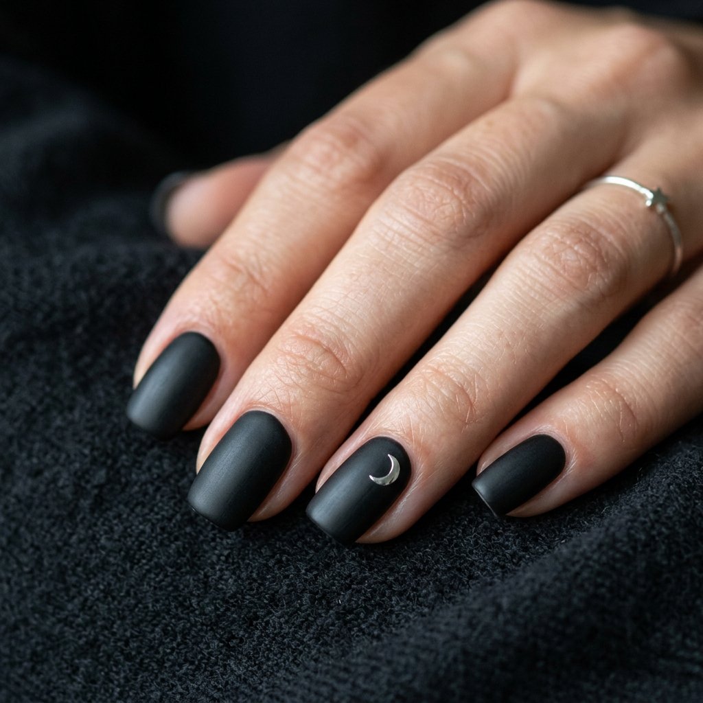 35 Black Halloween Nails Ideas — Spooky, Sleek & Creative 32 Black Minimalist Halloween Nails Ideas