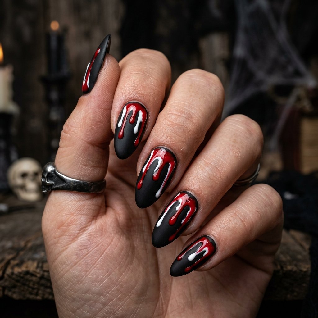 35 Black Halloween Nails Ideas — Spooky, Sleek & Creative 28 Black Drip Nails Ideas