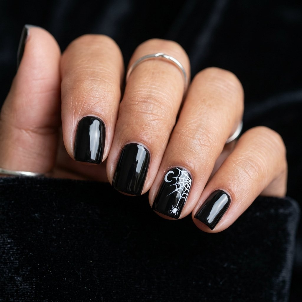 35 Black Halloween Nails Ideas — Spooky, Sleek & Creative 5 Short Black Halloween Nails Ideas