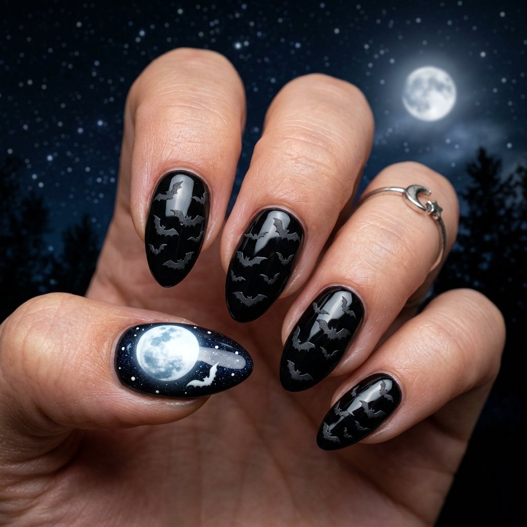 35 Black Halloween Nails Ideas — Spooky, Sleek & Creative 14 Black Bat Nails Ideas