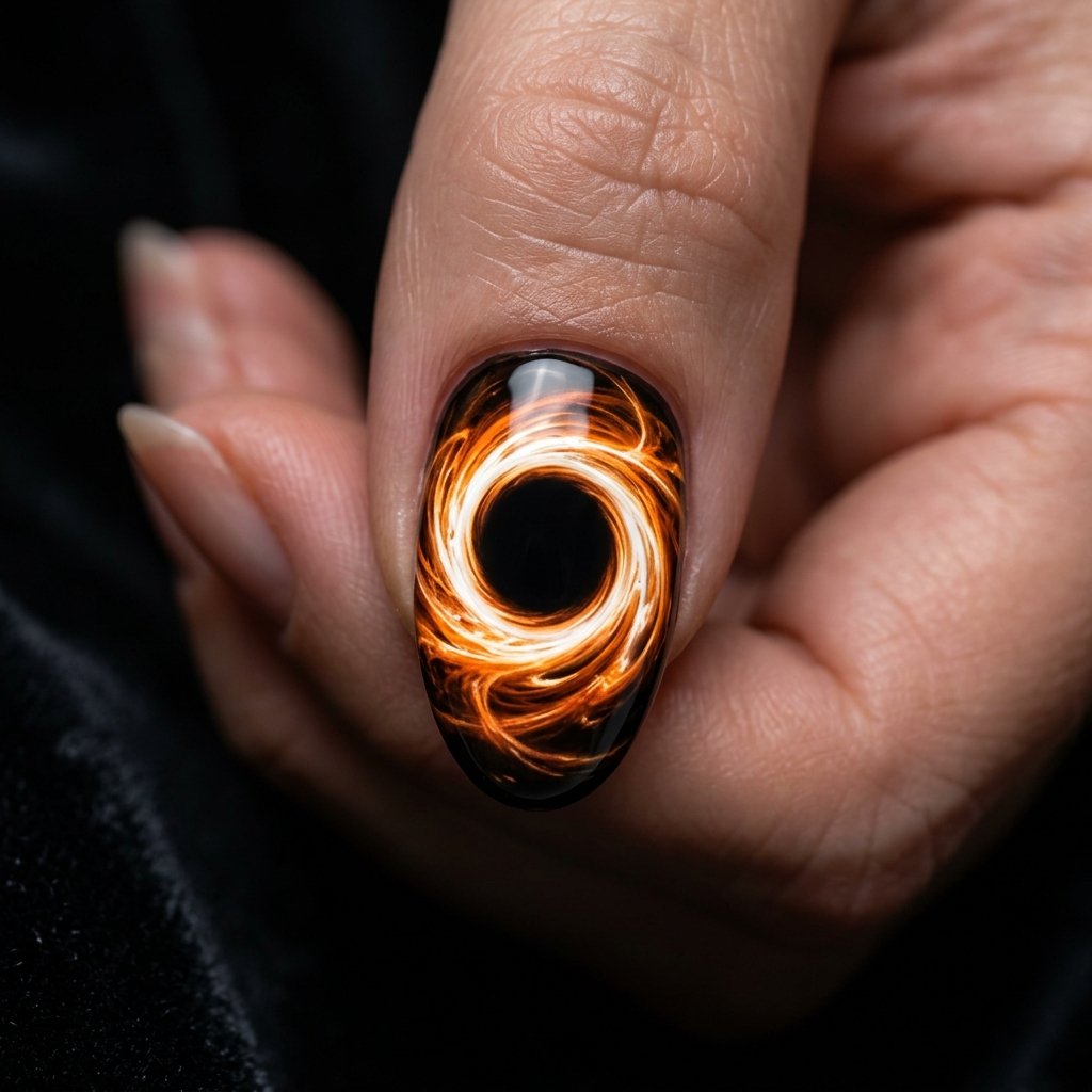 32 Galaxy Nails Ideas: Master the Aesthetic of the Cosmos 15 Black Hole Depth Design