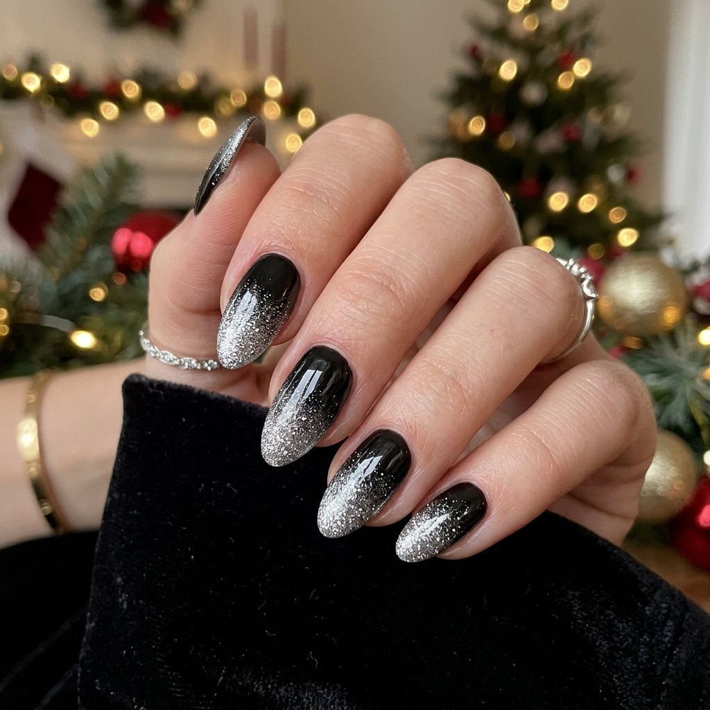 Black Ombre Christmas Nails