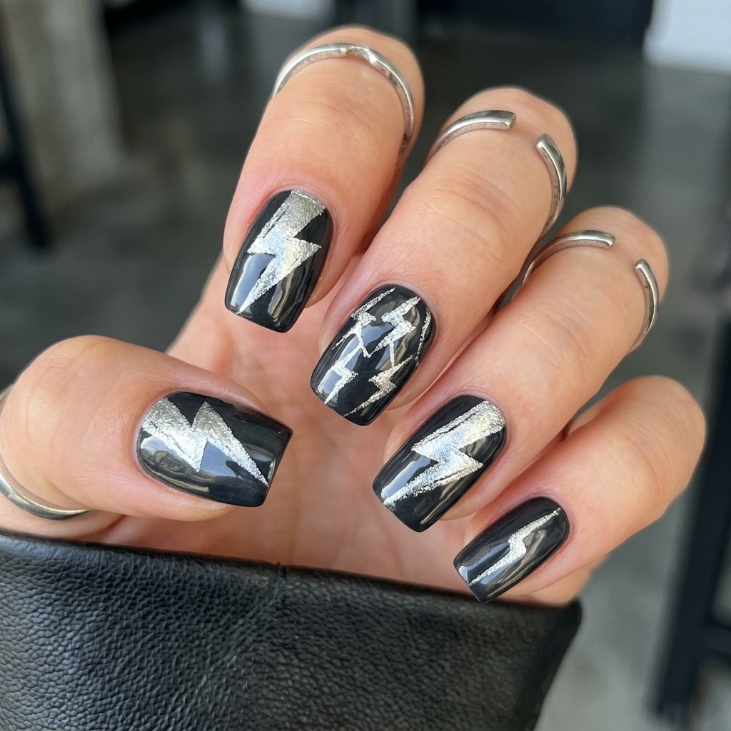 Edgy Black and Silver Lightning Bolt Concepts