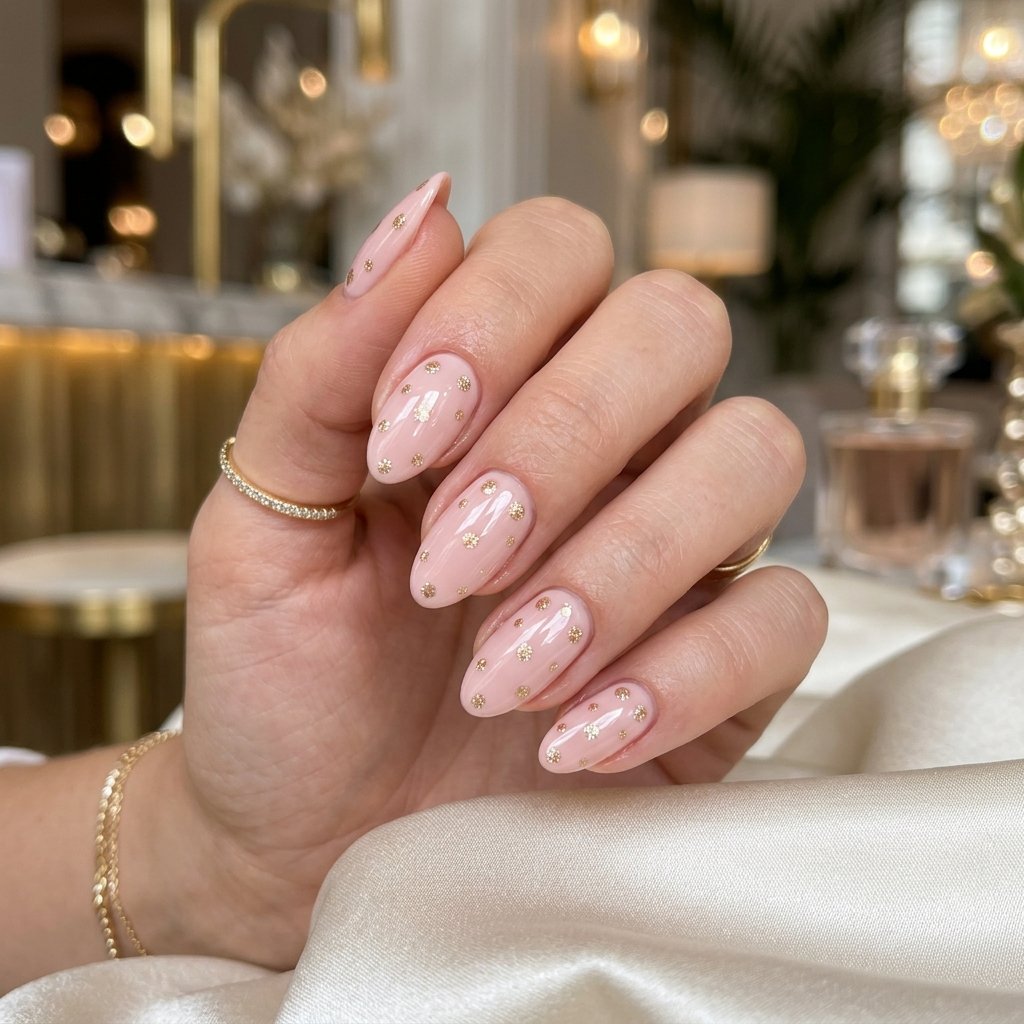Soft Blush and Gold Glitter Accents