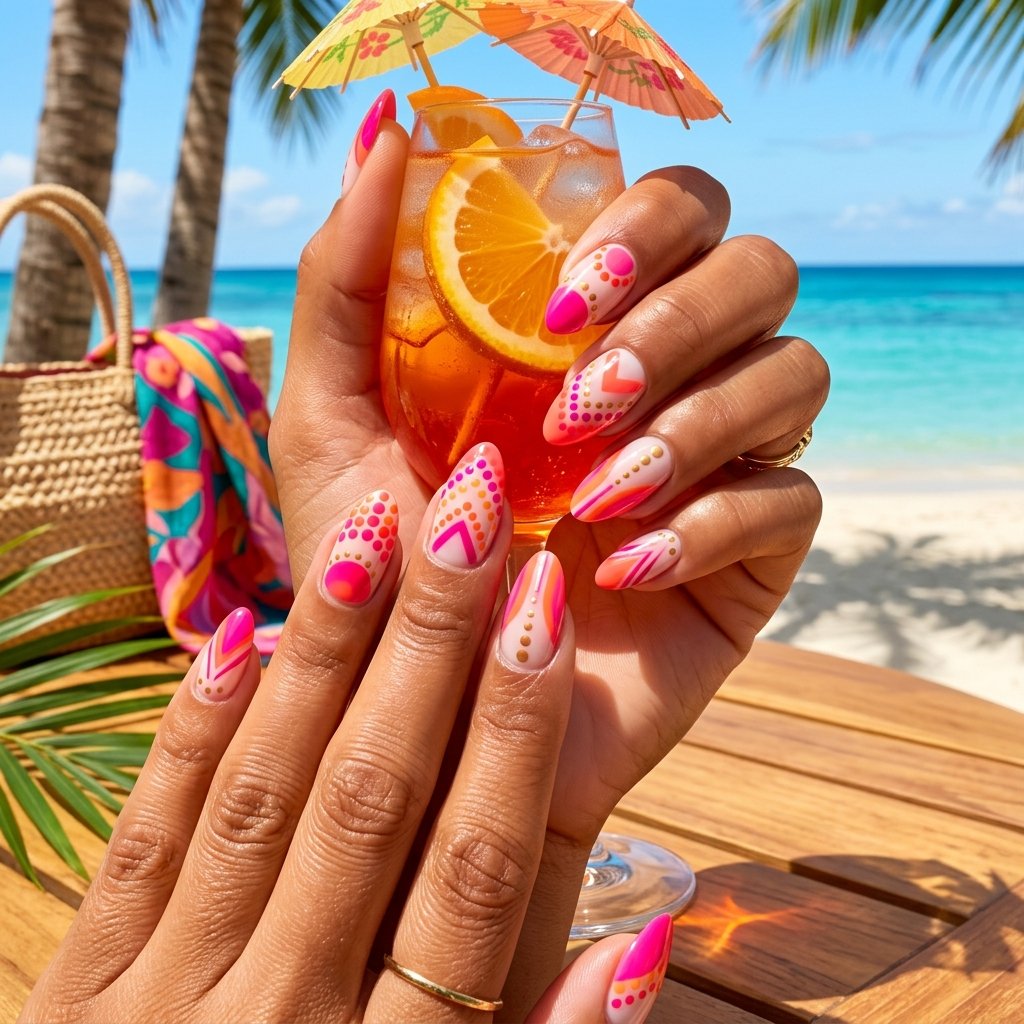Bold Pink and Orange Sunset Patterns