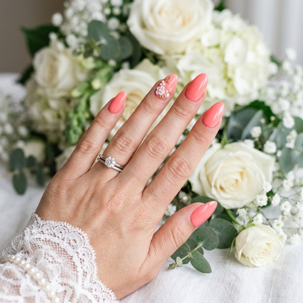 Bright Summer Acrylic Nails for Wedding