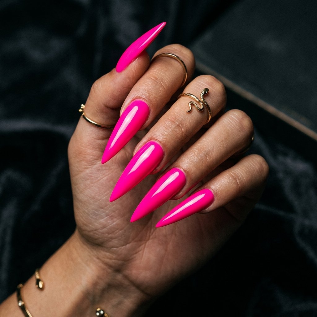 Bright Summer Acrylic Stiletto Nails