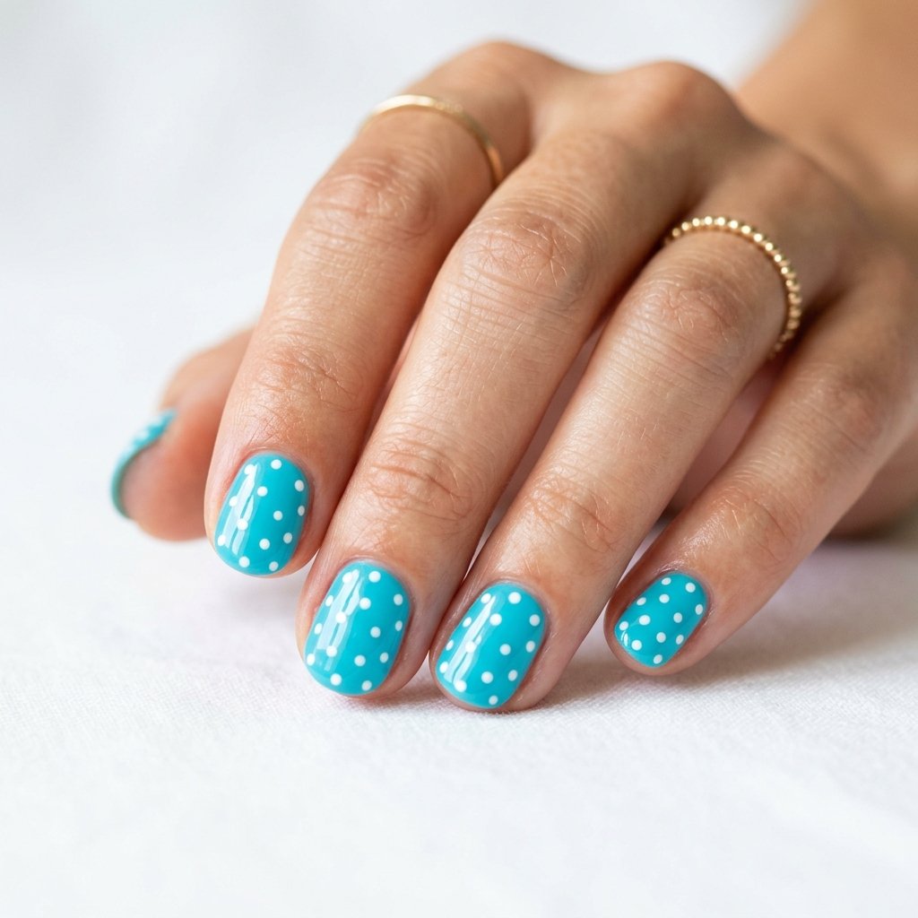 Bright Summer Acrylic Nails with Dots