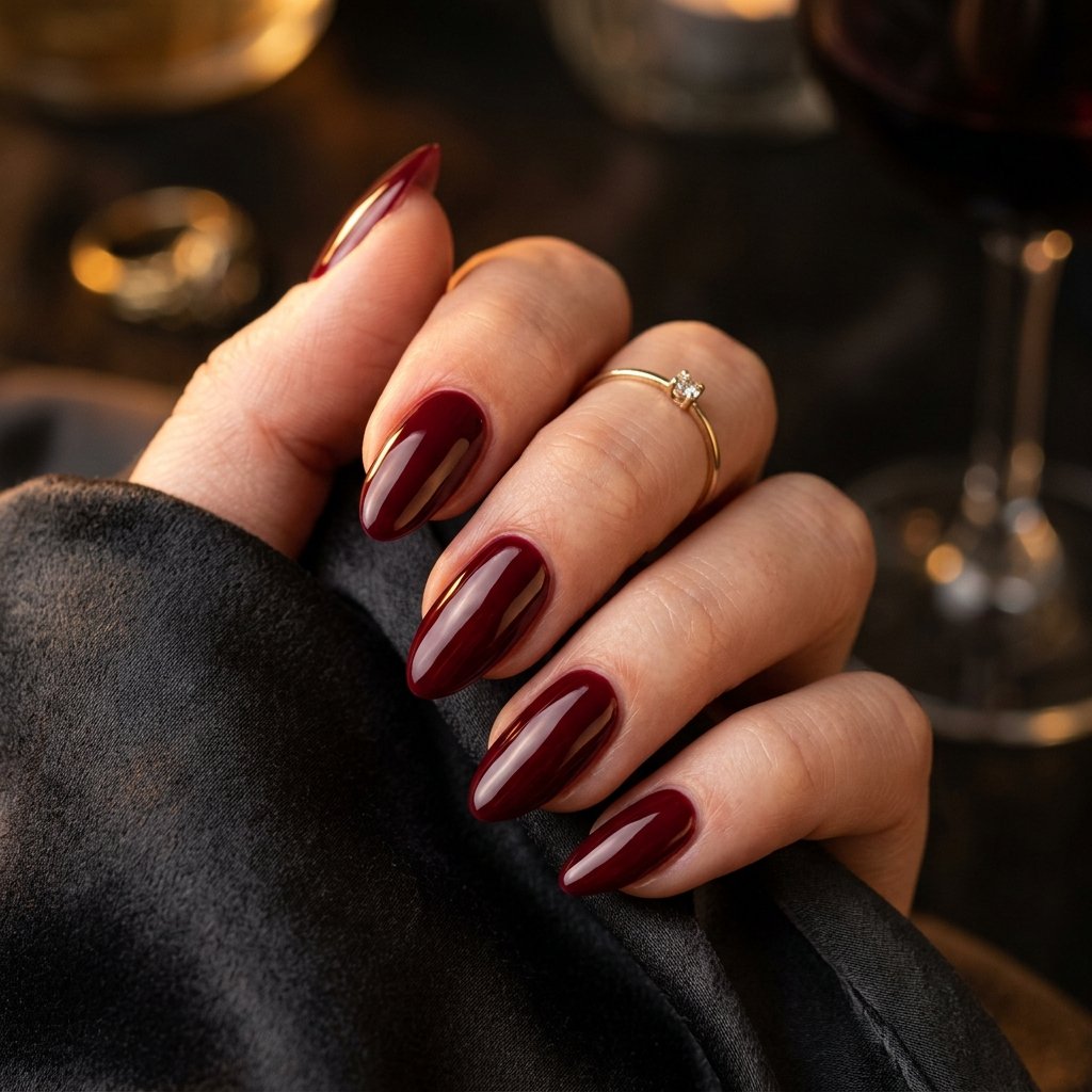 Burgundy Red Nails for Summer Evenings