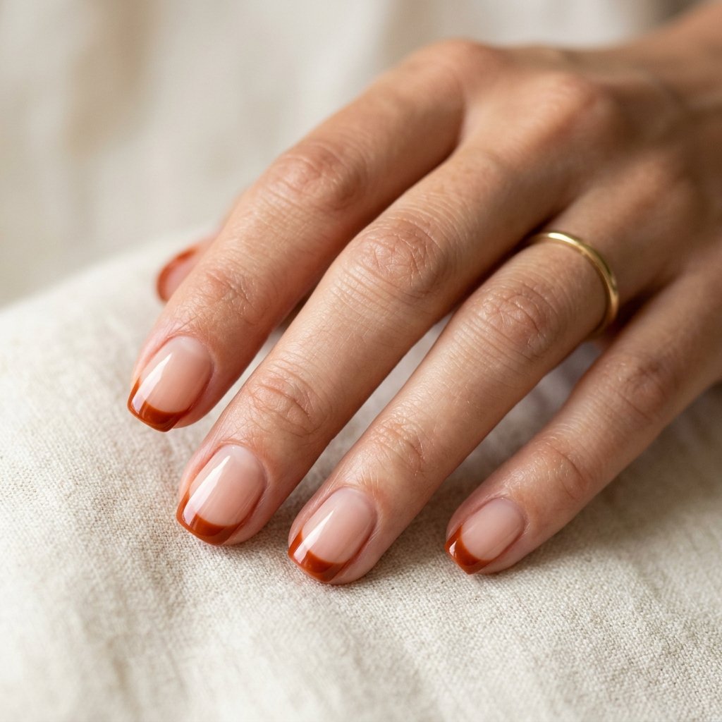 Burnt Orange French Tips Design