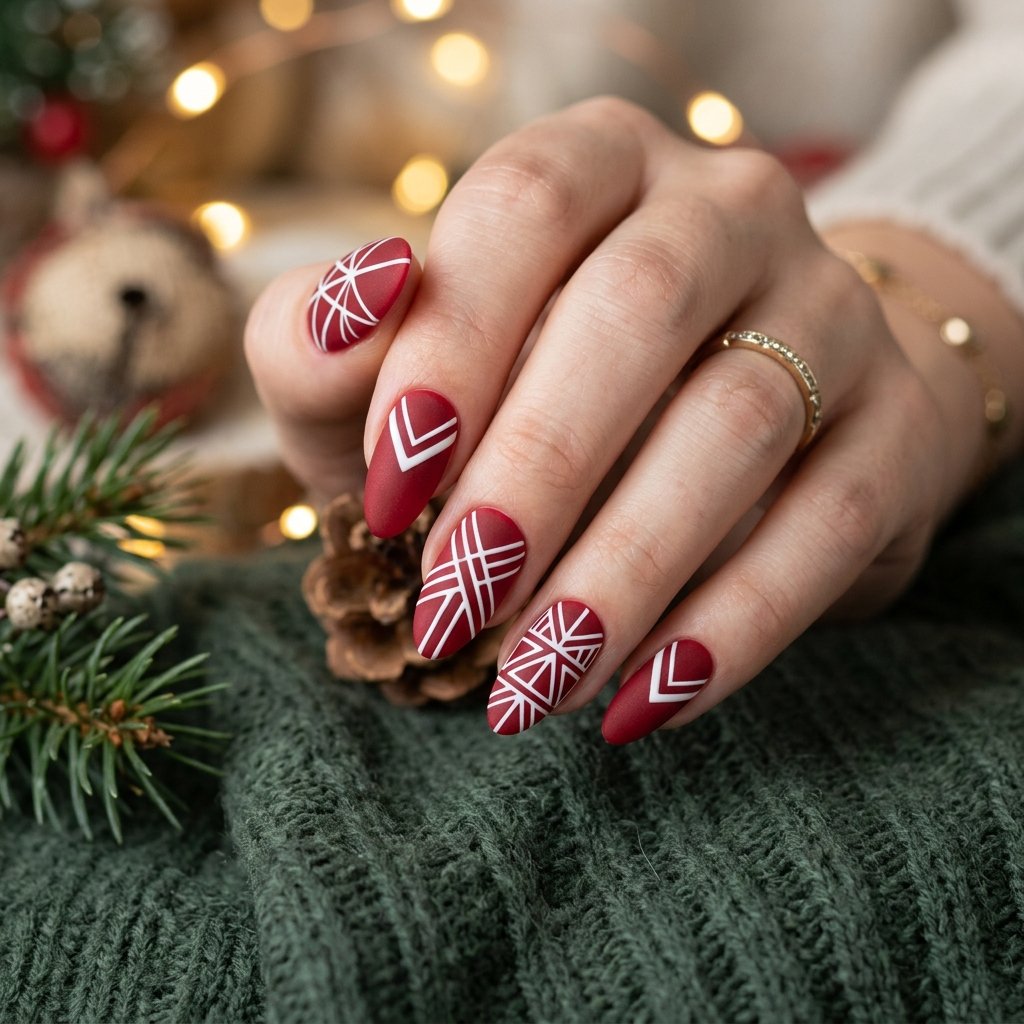 35 Red and White Christmas Nails Ideas to Inspire Your Holiday Look 10 Matte Red and White Christmas Nails