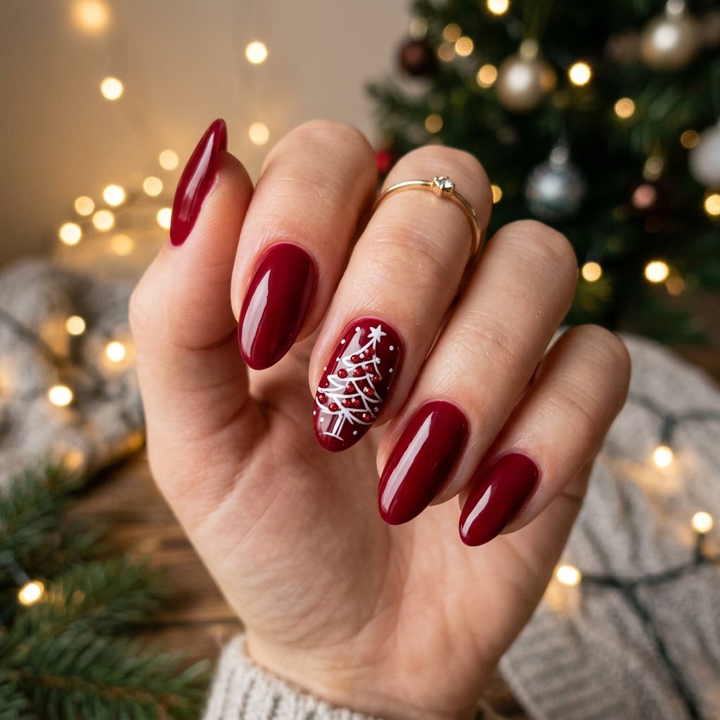 35 Red and White Christmas Nails Ideas to Inspire Your Holiday Look 12 Christmas Tree Nail Art in Red and White