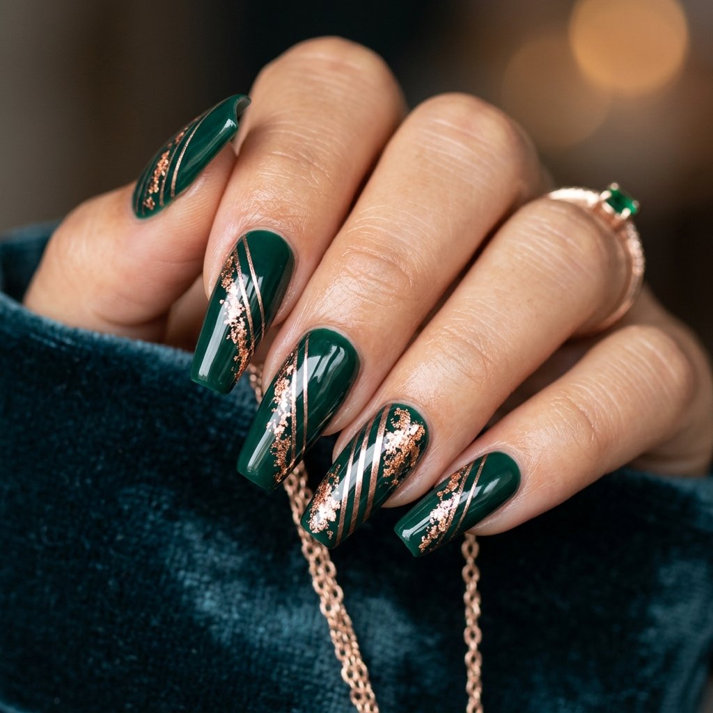 Emerald and Rose Gold Contrast