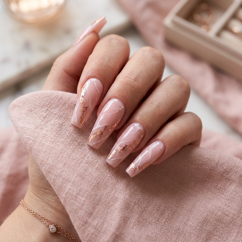 Rose Gold Foil Accented Stone Look Idea