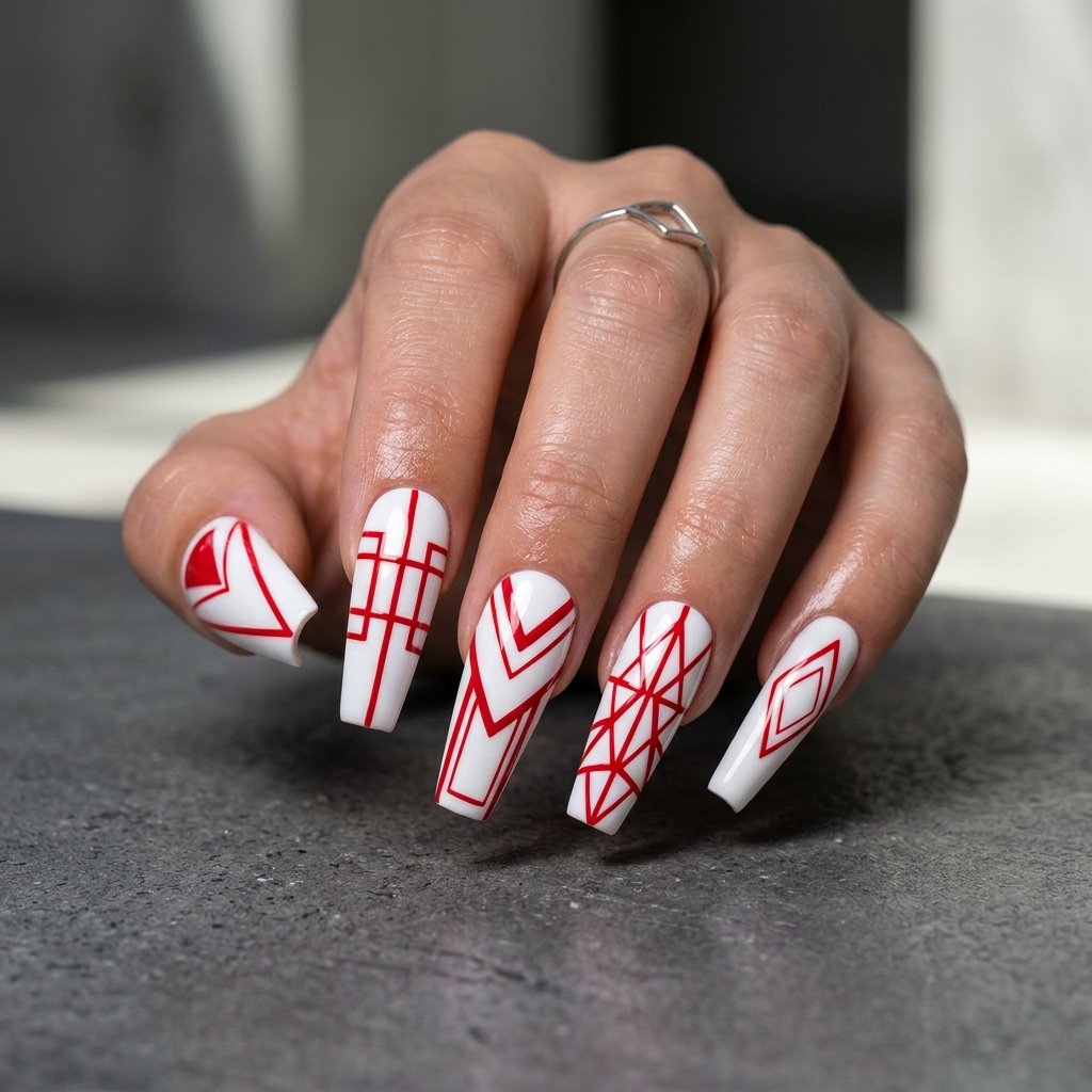 Red Geometric Frames