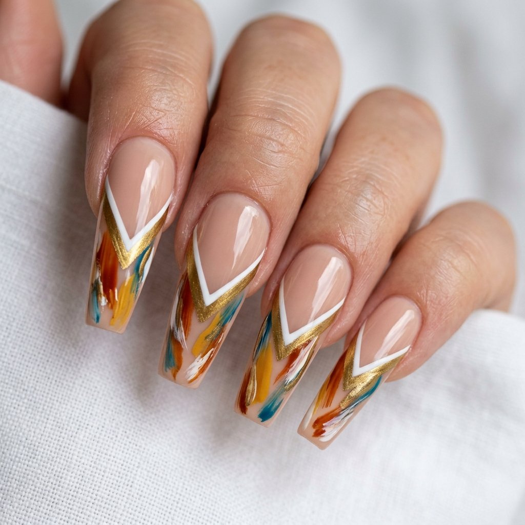 35 Top Most Viral Double French Tip Nails of the Season 2026 33 Abstract Art Double Tips