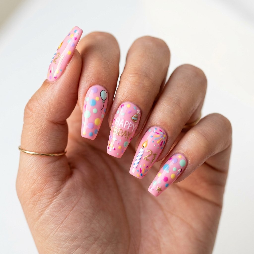 35 Most Gorgeous Cotton Candy Nails to Copy This Season 22 Sweet Birthday Nails