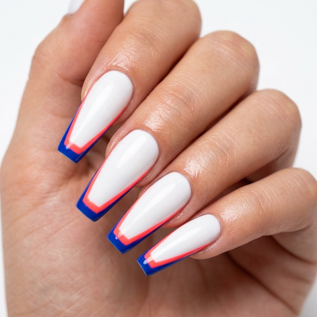 35 Top Most Viral Double French Tip Nails of the Season 2026 8 Bold Color Double Tip Nails