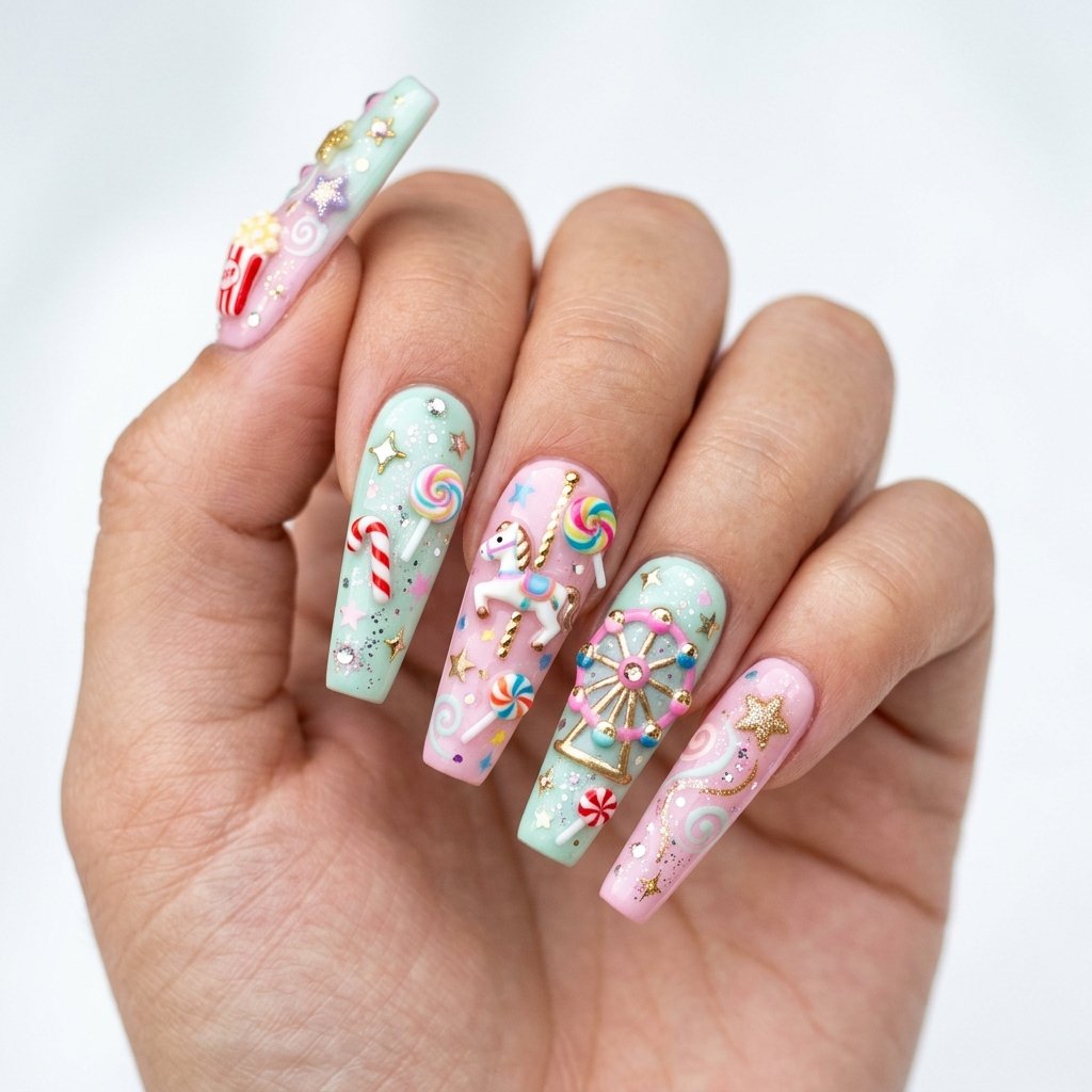 35 Most Gorgeous Cotton Candy Nails to Copy This Season 18 Fairground Fantasy Design