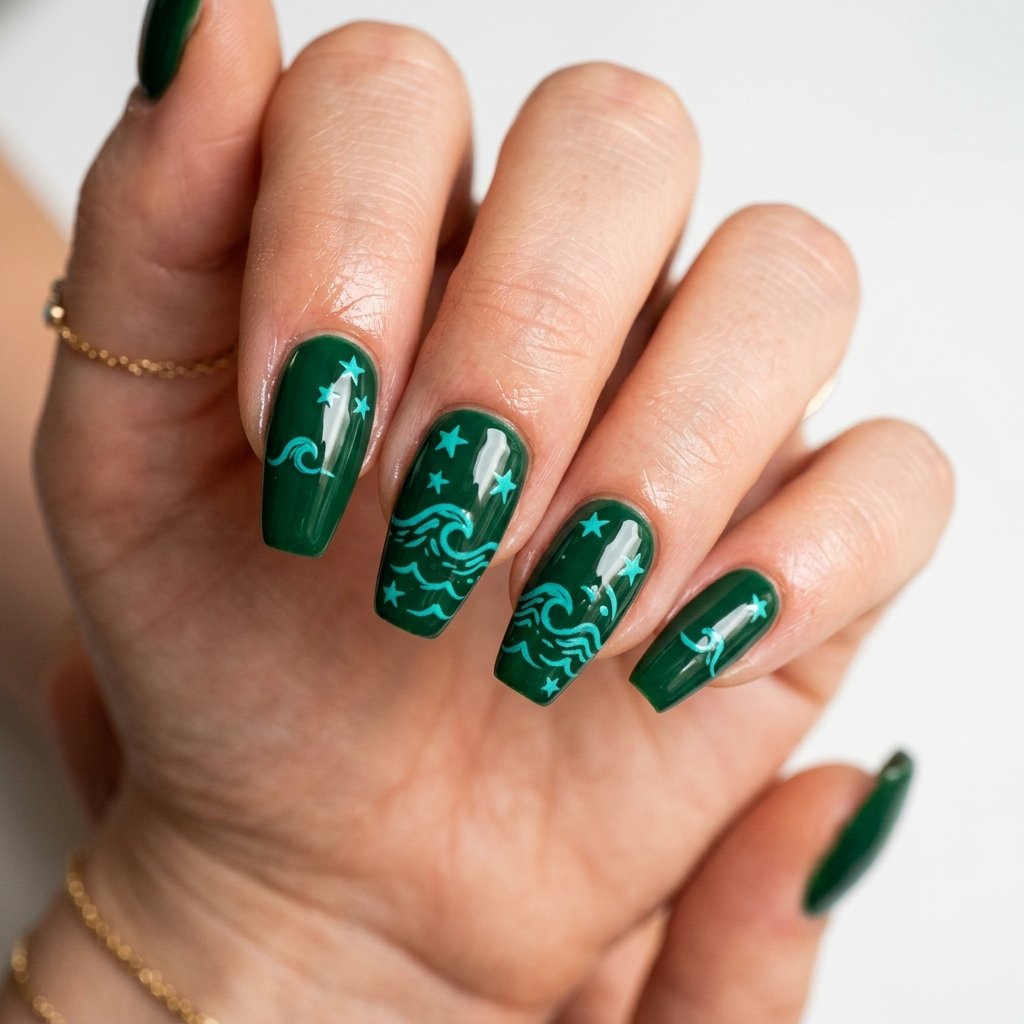 35 Best Green Summer Nails for a Bold Warm Season 2026 8 Island Vibes Green Nails