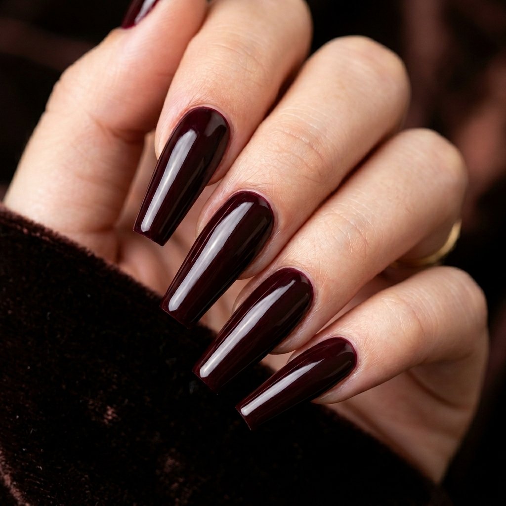 35 Black Cherry Nails Ideas That Look Incredibly Expensive 8 Black Cherry Coffin Nail Ideas