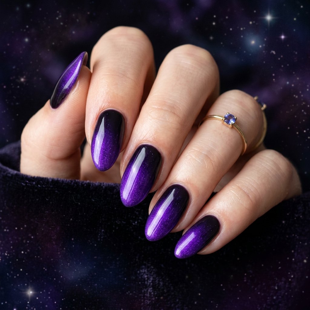32 Galaxy Nails Ideas: Master the Aesthetic of the Cosmos 20 Cosmic Violet Ombre Concept