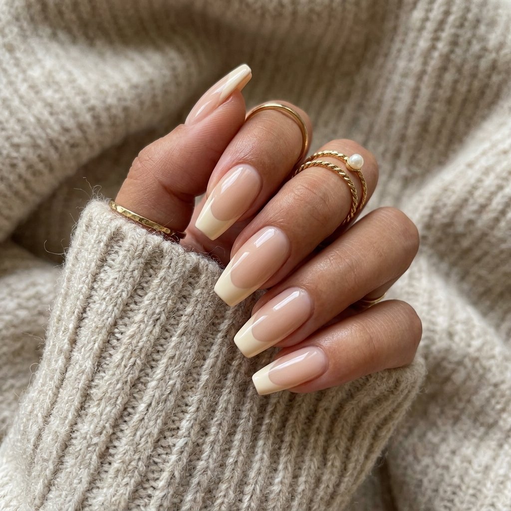 35 Trendy French Tip Coffin Nails Ideas That Elevate Your Style 35 Vanilla Girl Aesthetic French Tip Coffin Nails