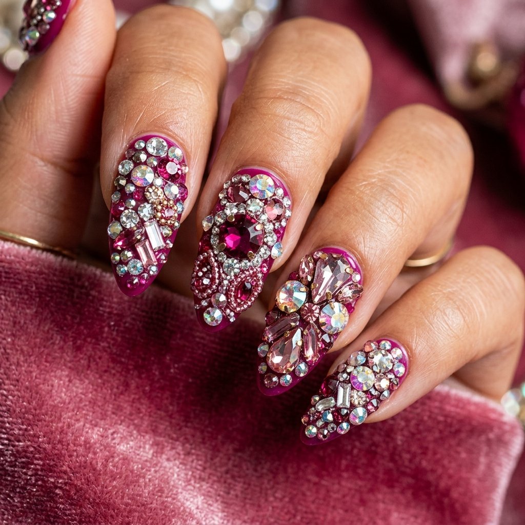 Crystal Encrusted Dark Pink